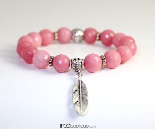 Bracelet_FacetedPinkAgate_Feather0001Front